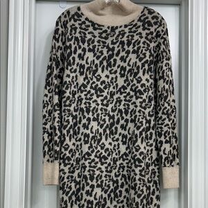 LOFT Animal Print Knit Dress in Beige and Black